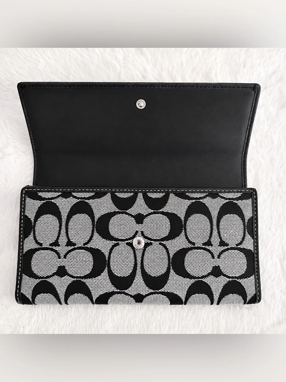 Vintage Coach Gray and Black Signature Trifold Wallet